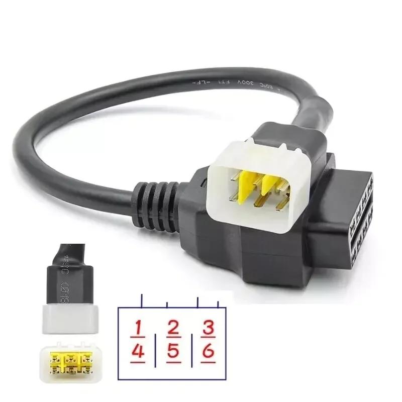Diagnostics 6 Pin To OBD2 16 Pin Adaptor OBD Diagnostic Cable For DELPHI ECU For Benelli Motorcycle Fault Detection Connector