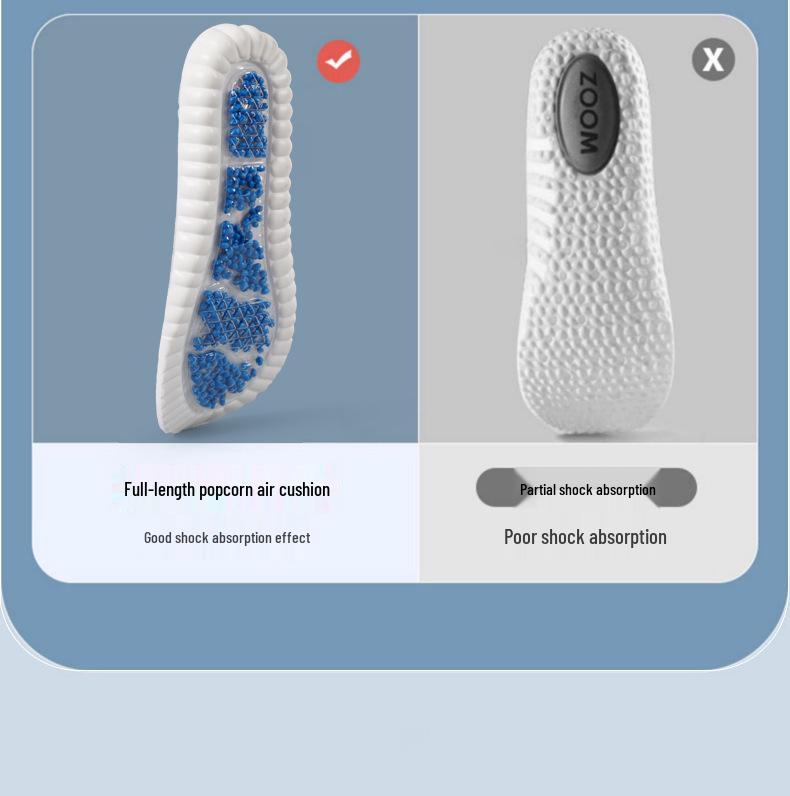 Popcorn Air Cushion High Elastic Sports Insole - Breathable, Sweat-Absorbent, Soft, for Running & Military Training