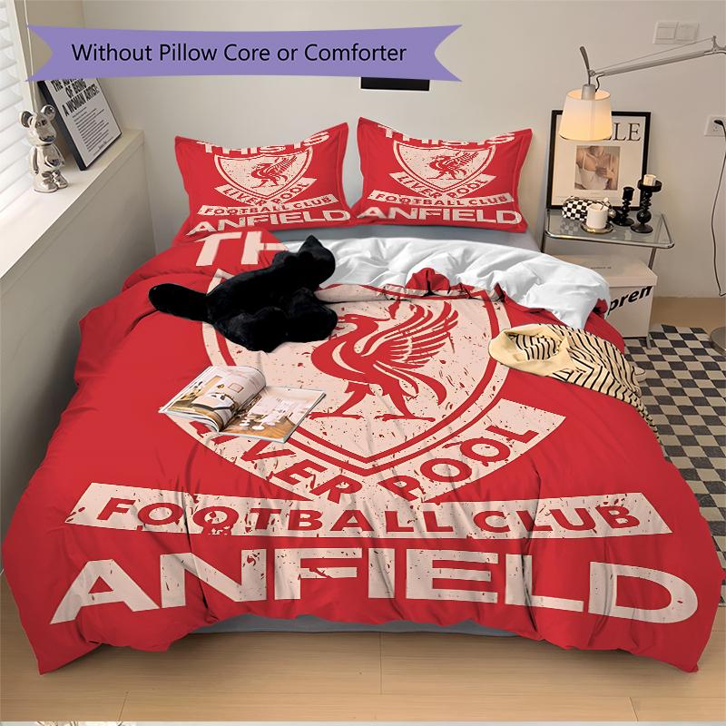 3Pcs Anfield Liverpool'S Home Football Bedding Sets For All Sizes New 3D Printed Bed Cover Comforter Duvet Cover Pillowcase Bedroom Decoration