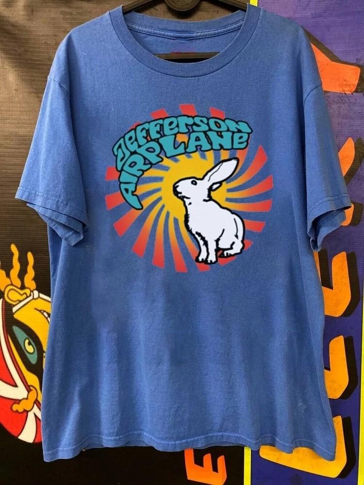 Jefferson Airplane White Rabbit  short sleeve Tshirt Royal Blue Color Unisex T-Shirt XL