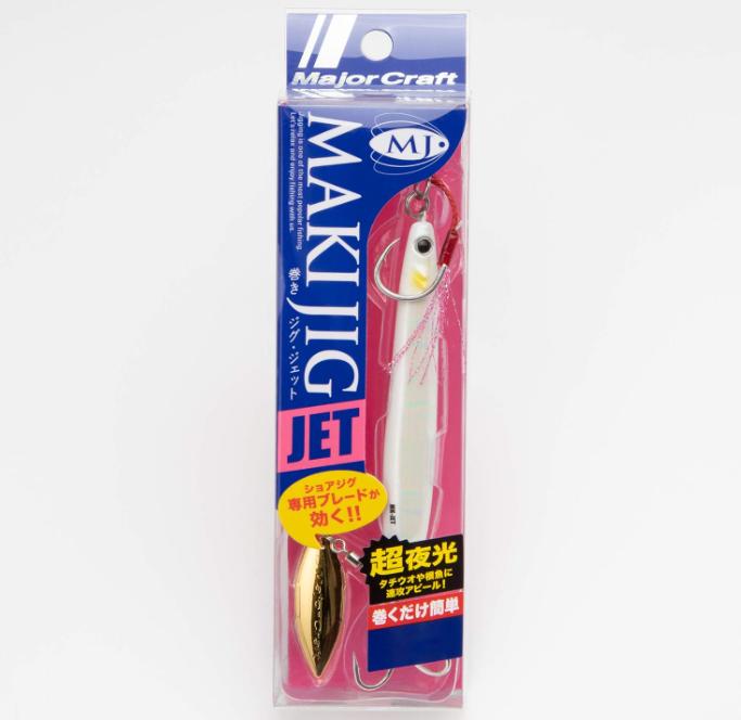 MAKI JIG JET 60g #19 Super Full Glow White - Metal Jig Lure with Rear Blade for Saltwater Fishing