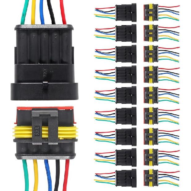 10 Pack 2 Pin Wire Connector 16 AWG Waterproof Automotive Electrical Connectors Deutsch Connector Male And Female Wire Connectors For Car Truck Boat