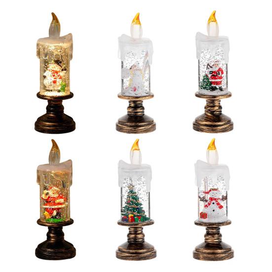 Christmas Flameless LED Candles Battery Operated Santa Snow Decorative Lamp Home Porch Tabletop Party Decor