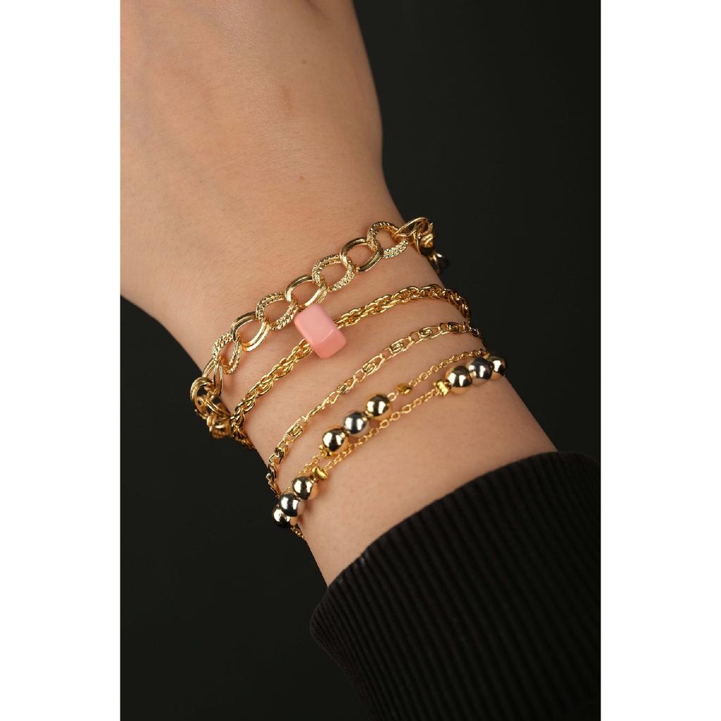 Dámský, pozlacený, barevně odolný kombinovaný náramek