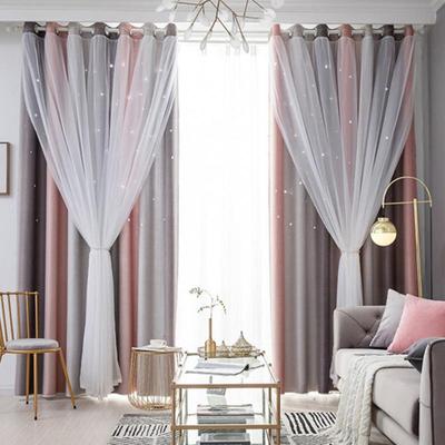 Gradient Curtains For Living Room Tulle For Bedroom Curtains Double Layer Blackout Curtain Home Star Roller Blinds On the Window