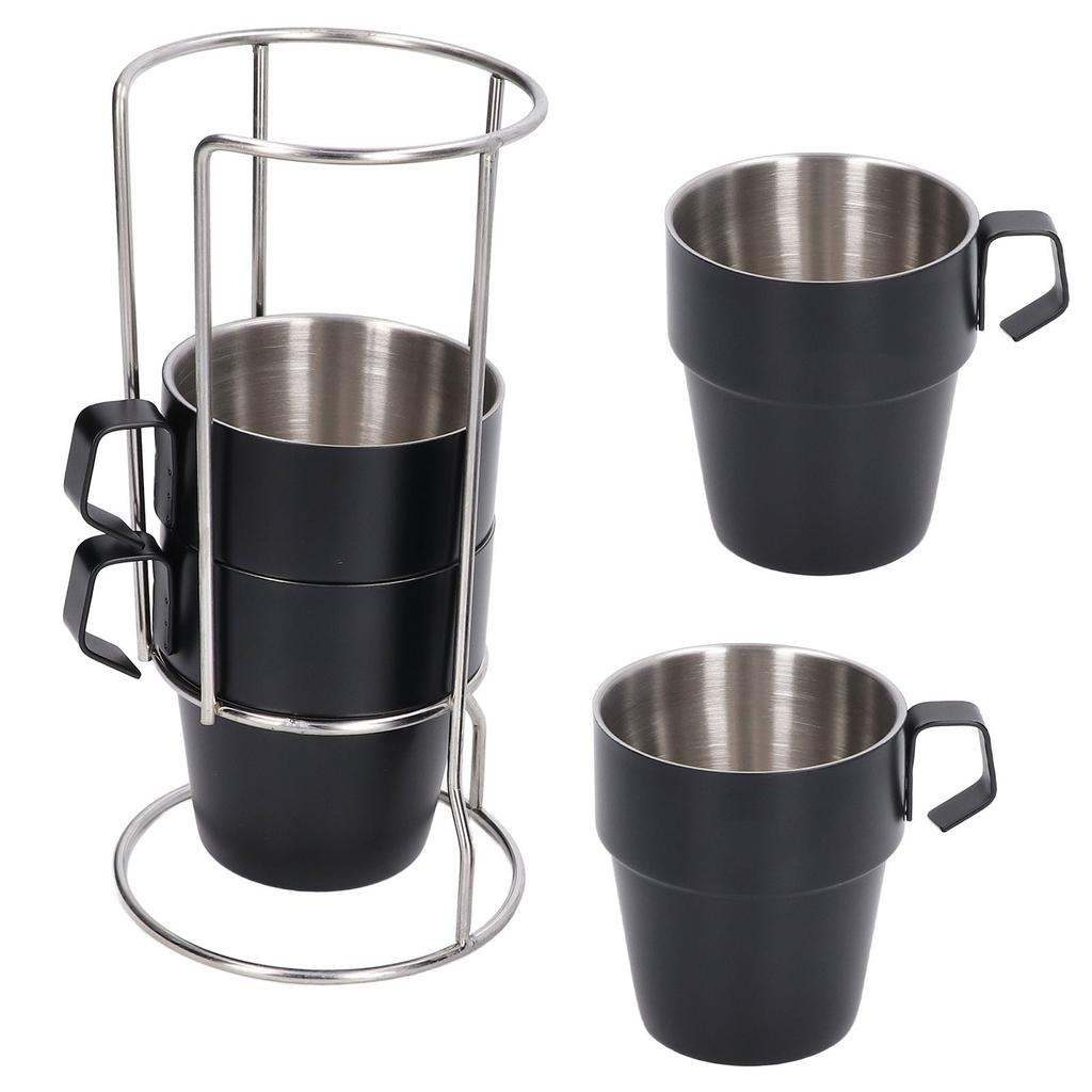 4PCS/Set 300ml Stainless Steel Coffee Cup Thickened Heat Insulation Double Layer Vacuum Coffee Mug