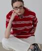 Kwinseulaebis Stripe Collar Half Sleeve Pk T-Shirt_Red_2Colors