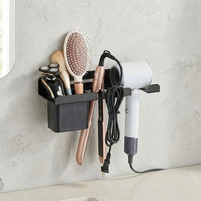 Carbon Steel Hair Dryer Holder Space Saving Waterproof Blow Dryer Hanger Wall Mounted Toilet Blower Holder Salon Vanity