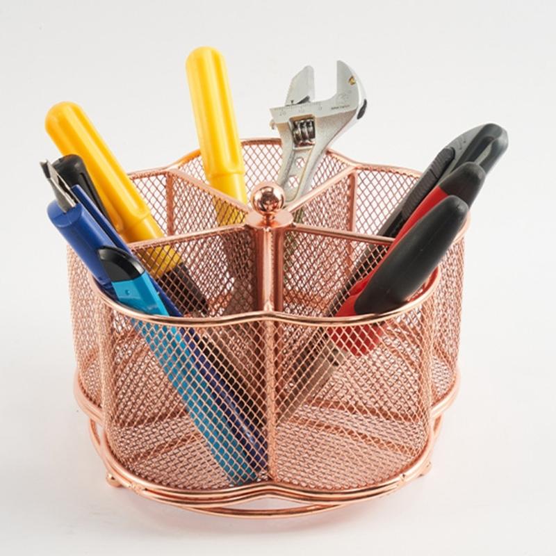 Multifunctional Office Desk Organisers Pen Holder with Keychain Hook, Mesh Pen Holder Space Saving Desk Pen Organiser