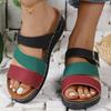 Fashion Plus Size Mixed Color Wedge Slippers Women Summer Beach Weightlight Pu Leather Slides Woman New Soft Sole Non Slip Sandal Mujer