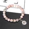 Handgjord natursten Lotus Ohm Buddha Beads Armband Rosa Zebra Stone Lotus Charm Armband för Kvinnor Män Yoga Smycken Presenter