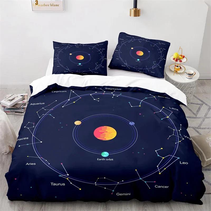 

Comforter Sun And Moon King Microfiber Astrology Bedding Set Twelve Constellations Zodiac Comforter For Kids Boys Girls Comforter (quilt)-EU Single(135*200cm)3pcs