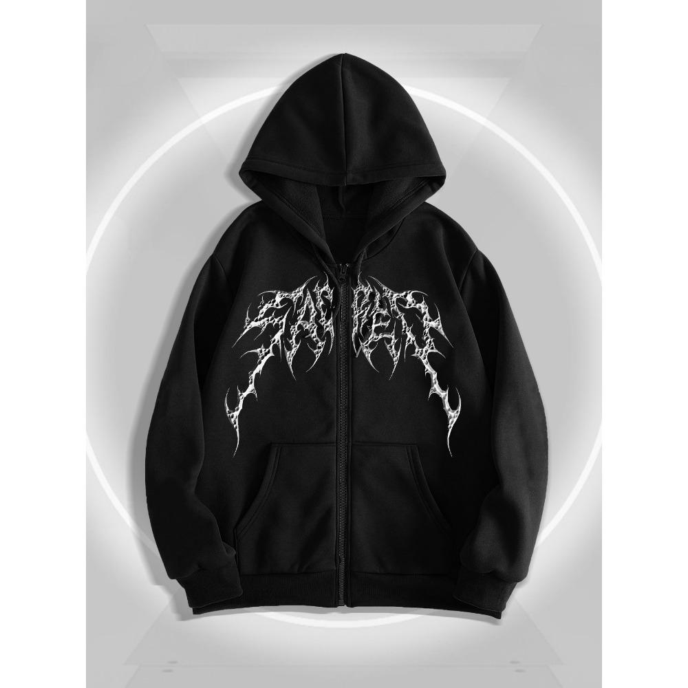 Double Skull Hand Print Men's Fall and Winter Casual Cardigan Sweatshirt