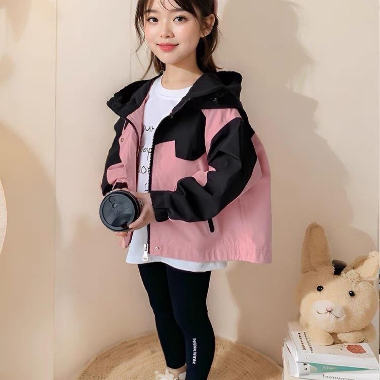 

Повседневная куртка для девочек, детская модная куртка с капюшоном и хардшеллом на весну и осень 160cm