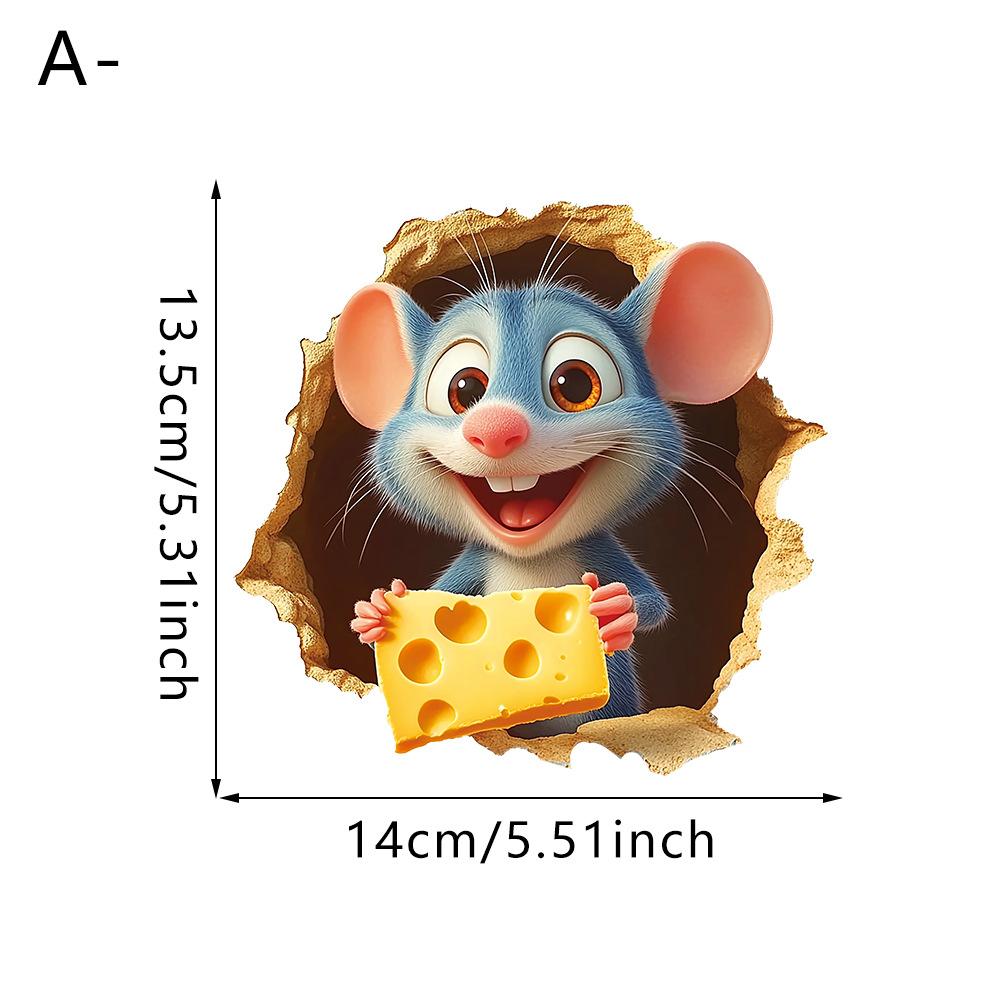 

Self-adhesive 3D Cartoon Mouse Hole Wall Stickers Waterproof PVC for Living Room Bedroom Home Decor as pic