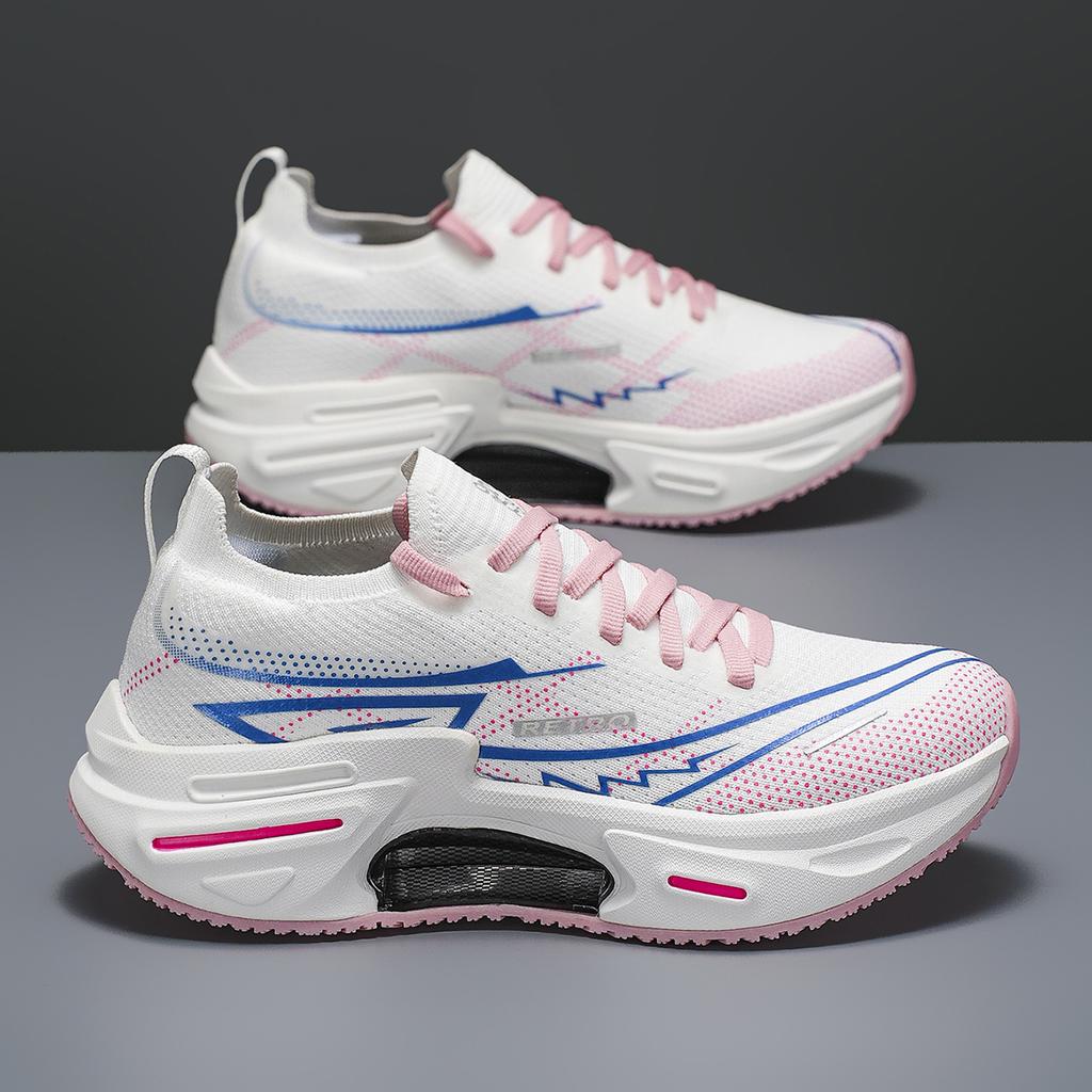 Paar Laufschuhe Atmungsaktives Mesh Dämpfung Rückprall Tennisschuhe Eng Anliegend Flach Bequem Schnürschuhe für Herren Damen