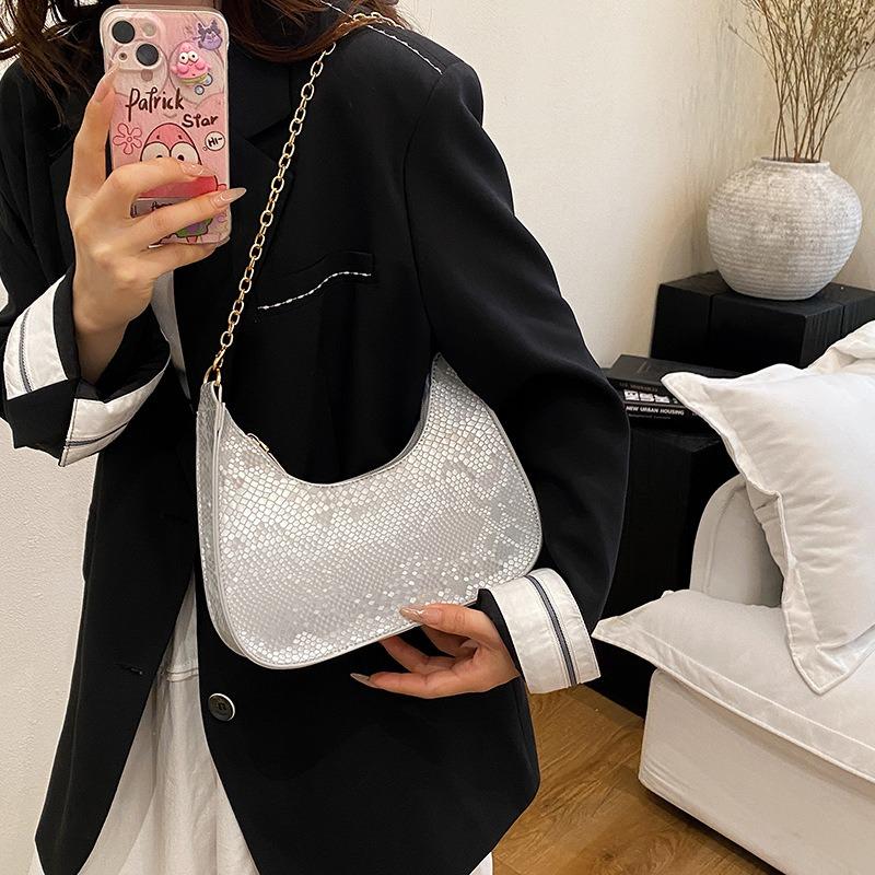 Fashion Trend Chain Bag Snake Pattern Design Sense Texture Casual Versatile Shoulder Underarm Bag Commuter Handbag