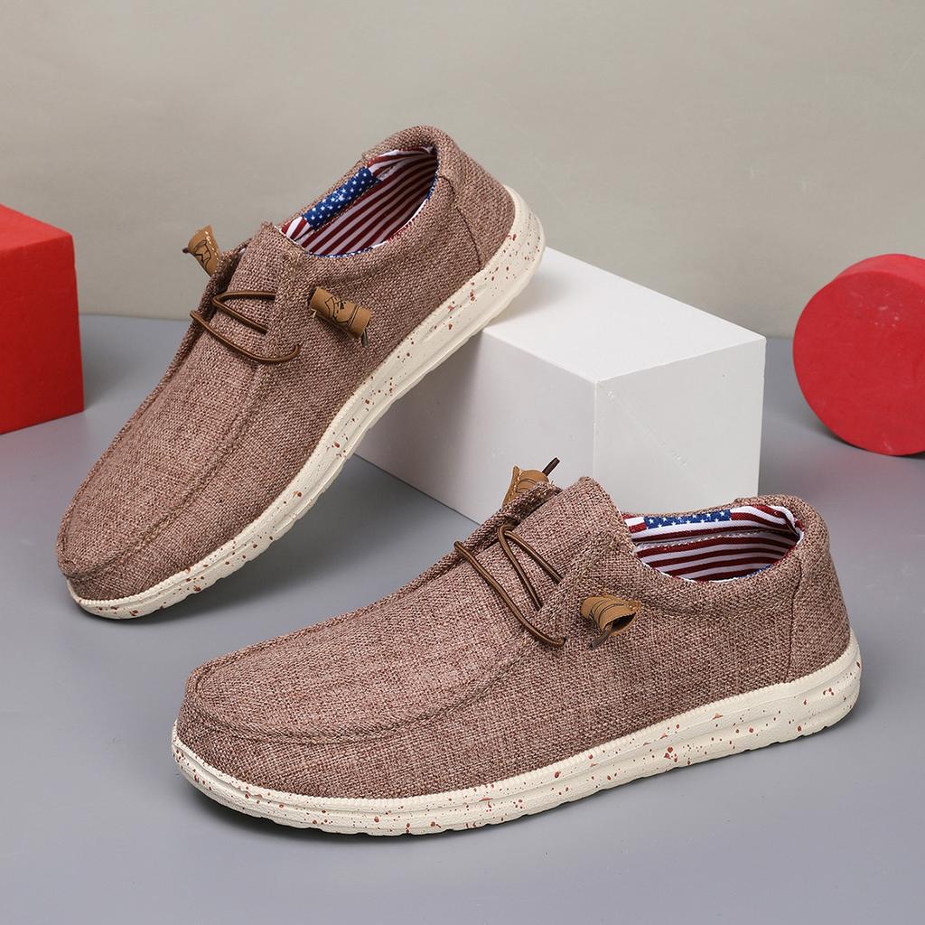 Men's Loafers Fashion Outdoor Casual Shoes Lightweight Breathable Canvas Shoes Comfort Driving Shoes Slip-on Walking Men's Flats