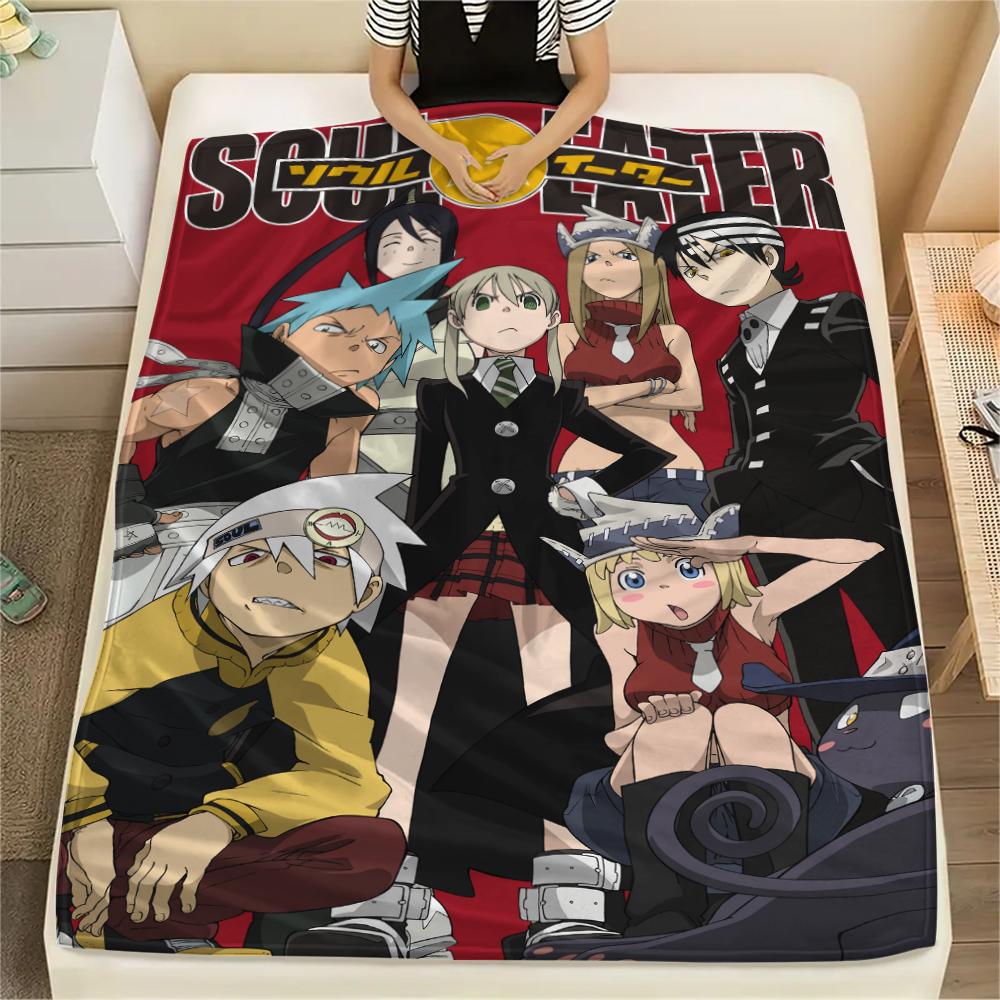 1PC Soul Eater Print Flannel Blanket, High quality Comfortable for All Seasons, Home Decor, Warmth and Comfort, Perfect for Christmas Gifts173