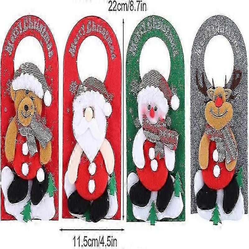 Christmas Door Hanger, Christmas Flag Wall Hanging Christmas Door Pendants Cute Pendants Holiday Doorknob Decor(4pcs)