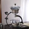 Xiangyun Transparent Black Glass Teaware Sets Heat-resistant Lazy Chinese Living Room Automatic Iron Base Tea Maker Set