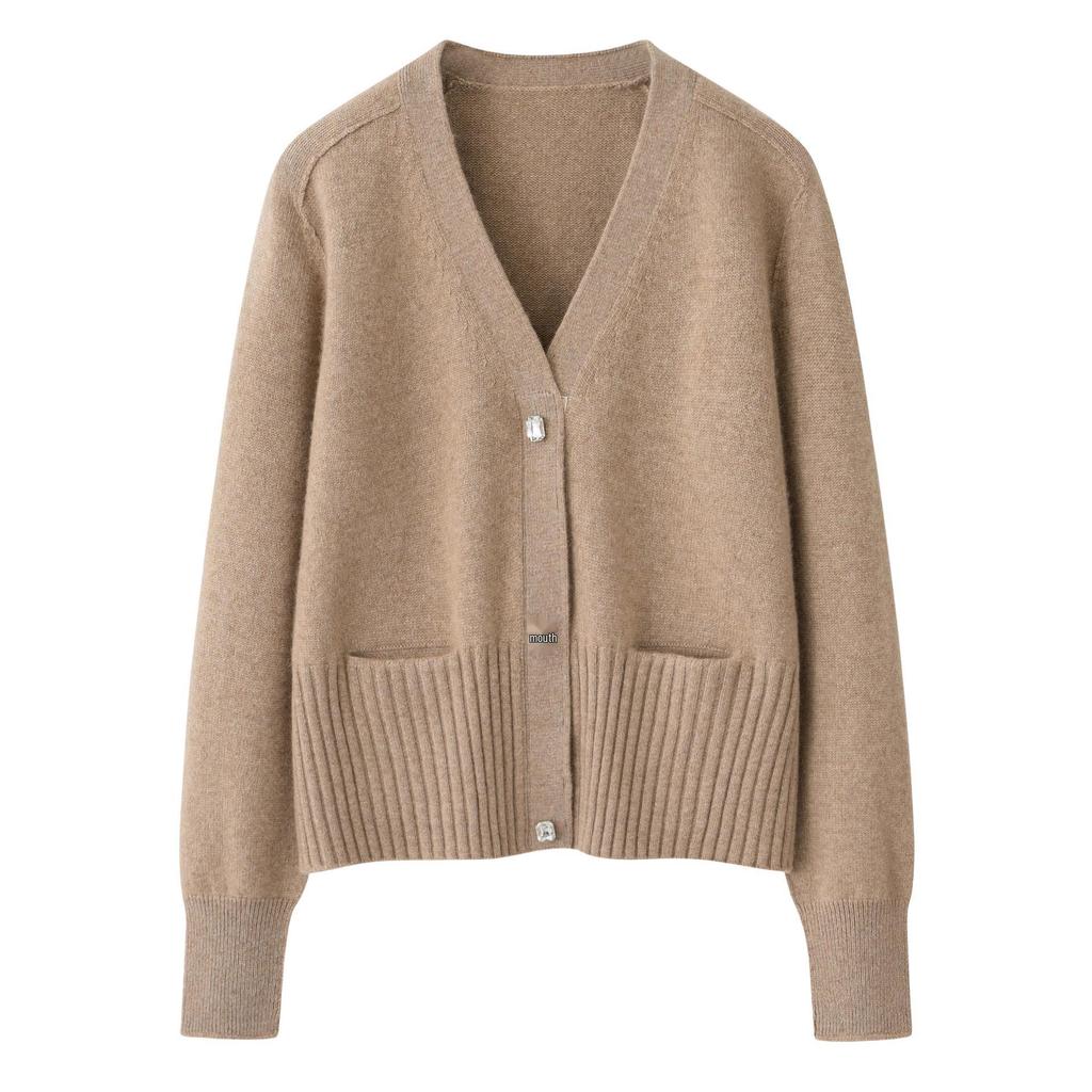 2025 Herbst/Winter Kaschmir-Cardigan mit V-Ausschnitt: Modischer, vielseitiger & locker sitzender Pullover