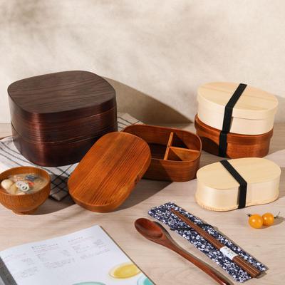 YFJY Mehrschichtige Holz-Bento-Box im japanischen Stil für Schüler und Picknicks im Freien