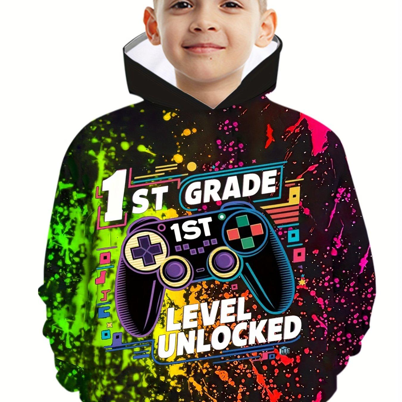 

Детские толстовки с капюшоном с длинным рукавом Детская одежда для мальчиков Стильные осенние топы с принтом 3D-геймпада Повседневная одежда для активного отдыха Детская одежда 160CM