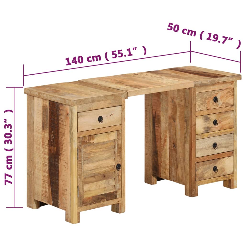 Solid Wood Mango Desk 140x50x77 Cm