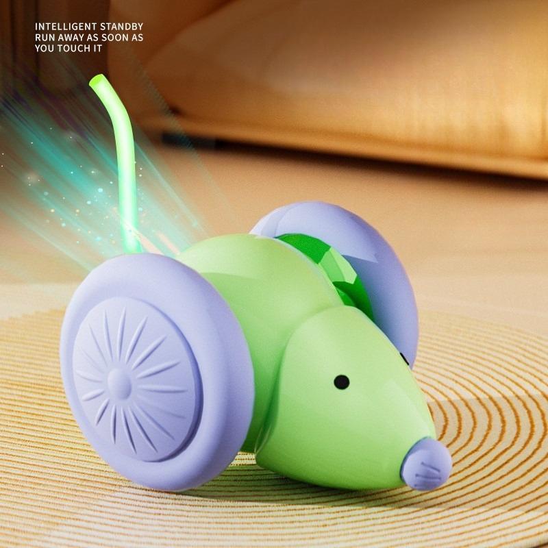 Smart Electric Car Cat Toy Automatic Moving Interactive Toy Color Light Swing Feather Long Battery Life for Indoor Cats