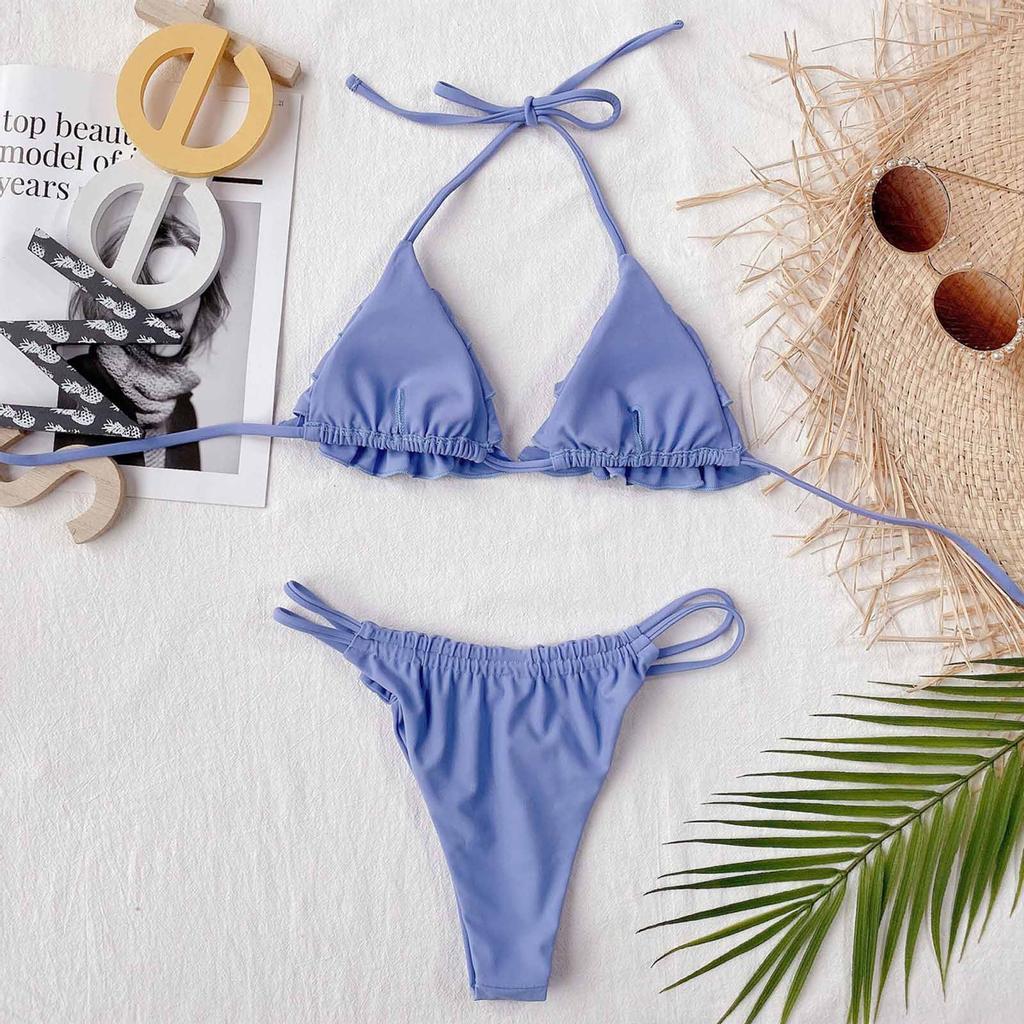 Damen Sexy Rüschen Bikini Push-Up Pad Badeanzug Set Badeanzug Strandmode