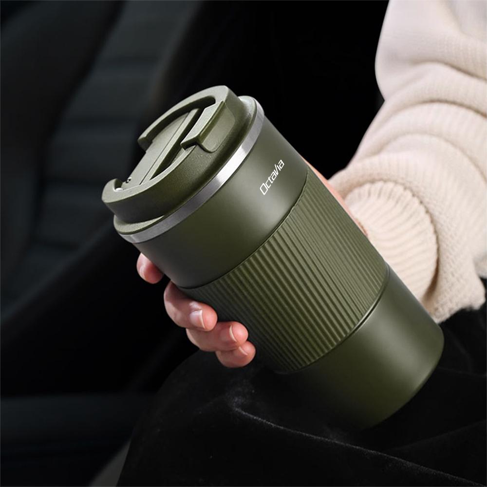 510ml Doppelwandiger Vakuum-Isolierbecher Kaffeetasse Bürobecher für Skoda S Rapid Scala Kodiaq Fabia Kamiq Karoq Octavia A2 A5 A7 ZJ9