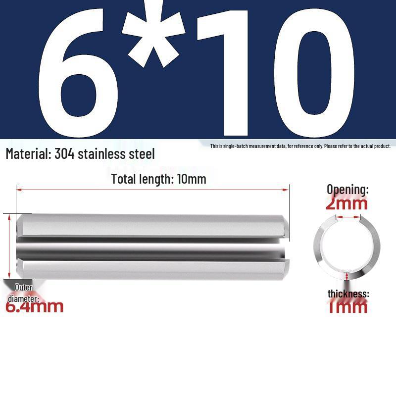 304 Stainless Steel Slotted Spring Pin, Cylindrical Shaft Pin, Locating and Hollow Pin (M5-M12)