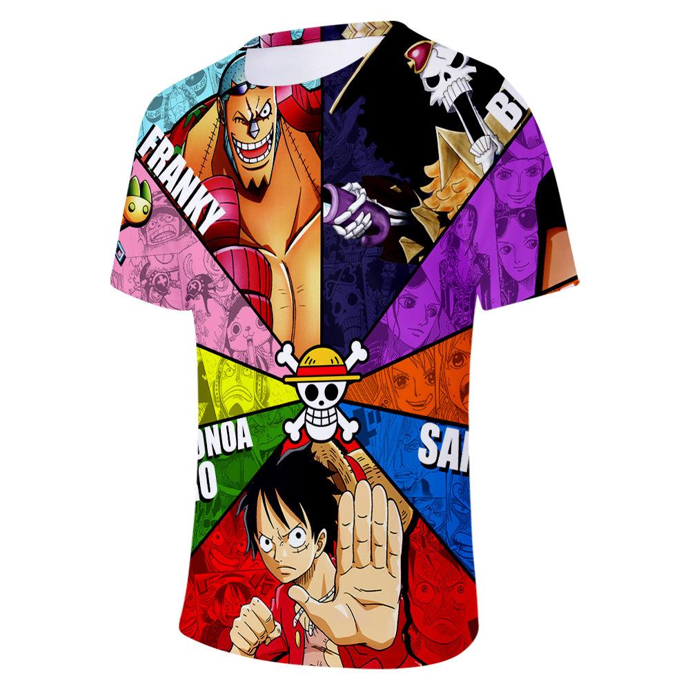 6 Colors Fashion ONE PIECE Cartoon T Shirts for Women Men Summer Clothing Fitness O Neck Man T-shirt Oversized Men T-shirts Tops