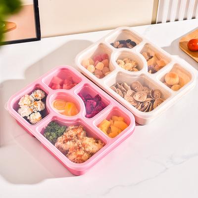 Six-compartment Wheat Lunch Box Wheat Straw Covered Snack Box Fruit Preservation Box Snack Dried Fruit Plate Snack Lunch Box