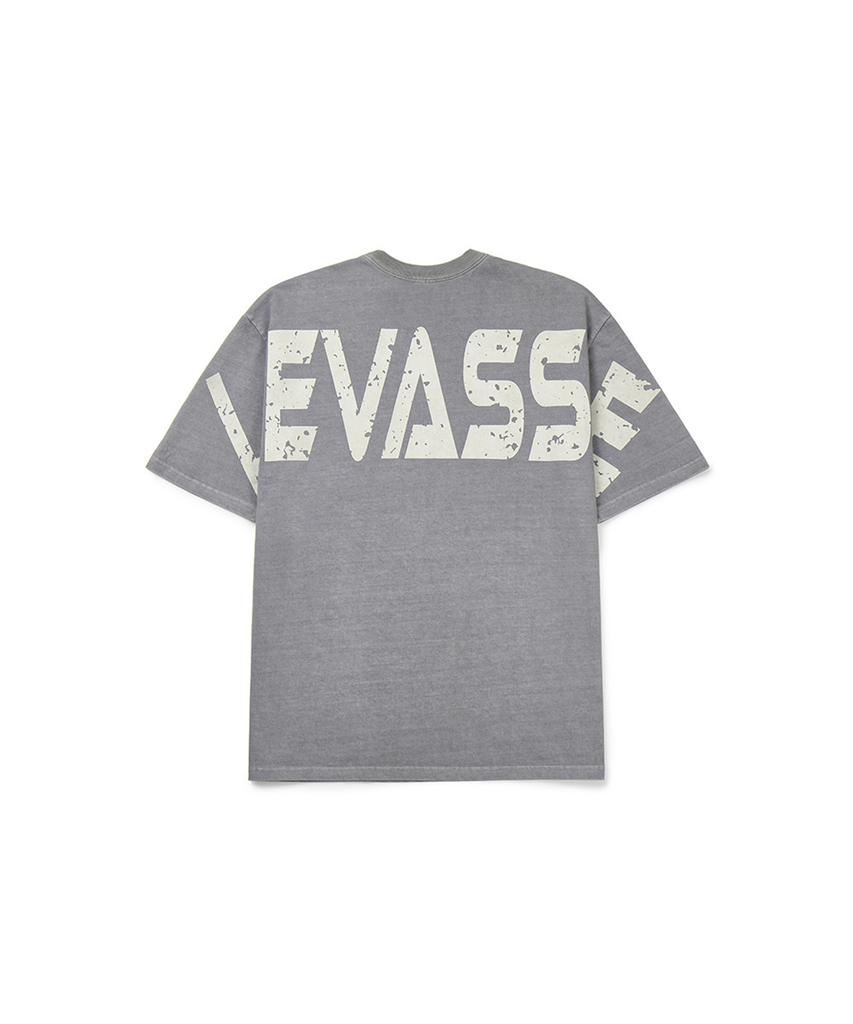 Leubase Old School Back Logo Oversized Short Sleeve T-Shirt_Pigment Gray