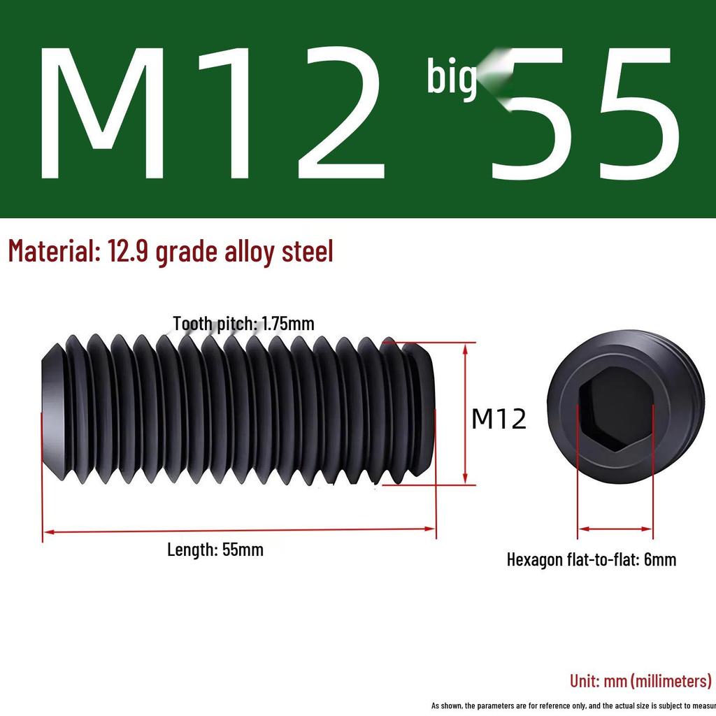 Grade 12.9 Hex Socket Headless Set Screw (M3-M16)
