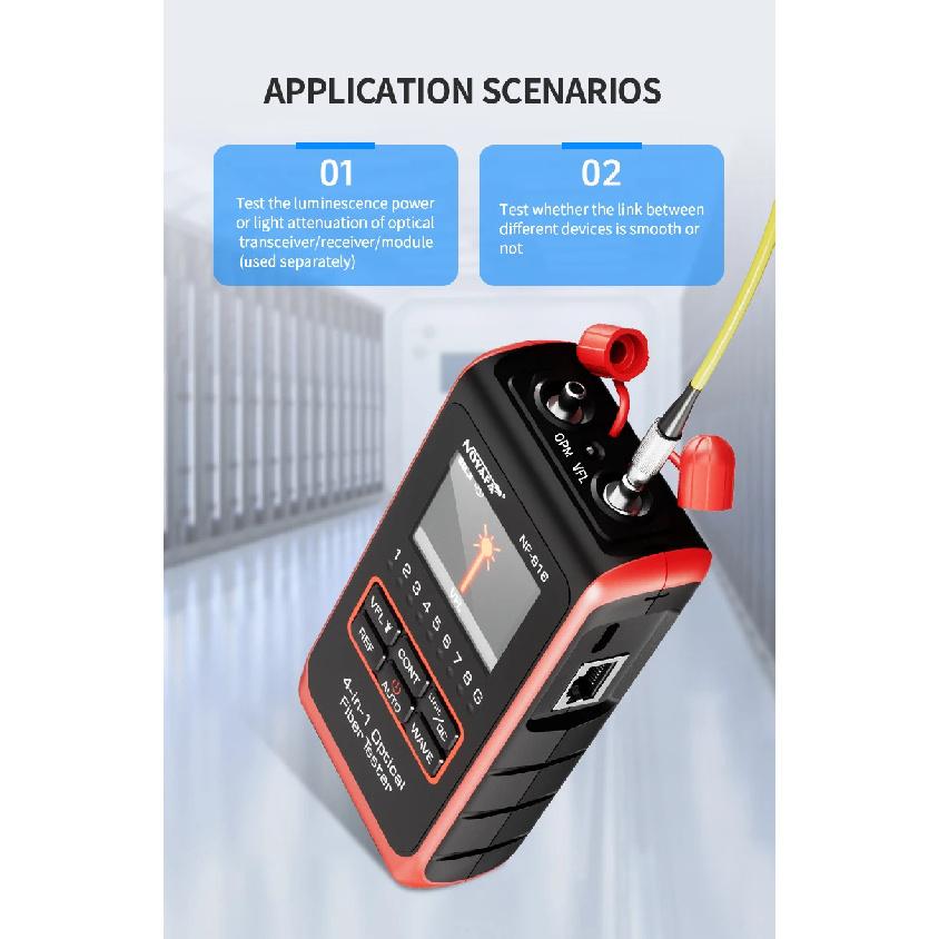 NOYAFA 4 In 1 Fiber Optical Power Meter Visual Fault Locator NF-916 VFL REF FC SC ST LCD Display Optic Cable Tester Network Tool