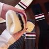 Fall/Winter Kids Wool Striped Plush Socks - College Style Athletic High-Waist Color-Contrasting Cashmere Warmth Mid-Calf Socks