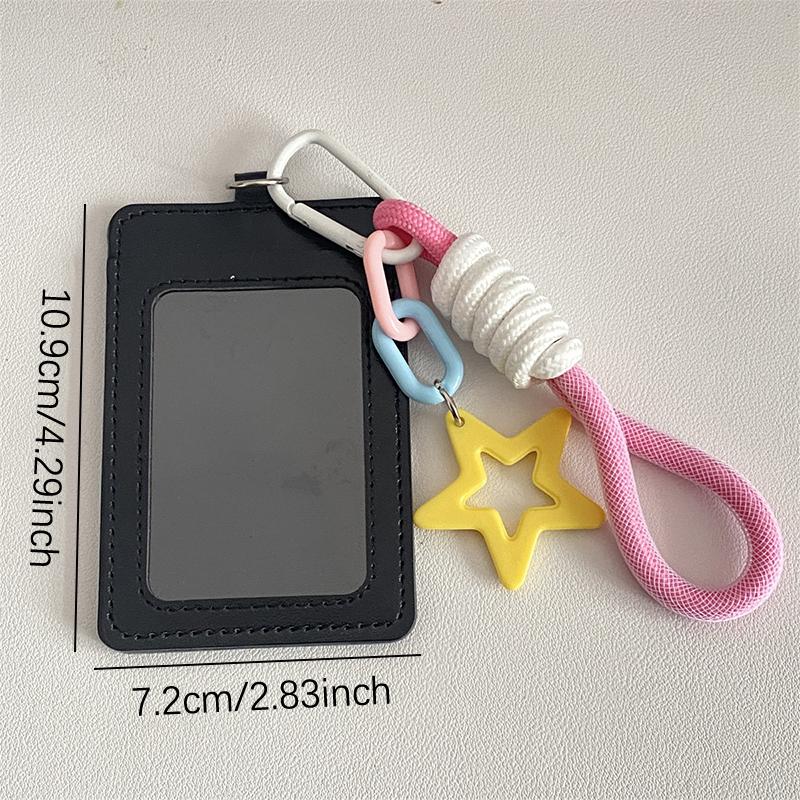 Portable Candy Color Pu Leather Business ID Card Credit Badge Holder Coin Purse Wallet Bus Cards Cover With Keychain