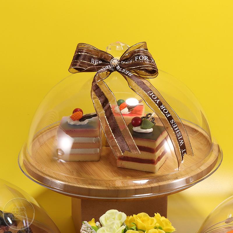 Runder Kuchen Pizza Snack Dessert Staubteller Gebäck Dim Sum Gericht Brett transparente Abdeckung Deckel Ausstellung Dekoration Präsentationstablett
