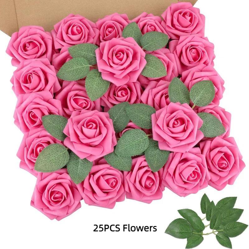 §16/25st Konstgjorda Rosblommor Med Stjälkar För DIY Bröllopsdekorationer Centerpieces Arrangement Fest Trädgård Heminredning Gåvor