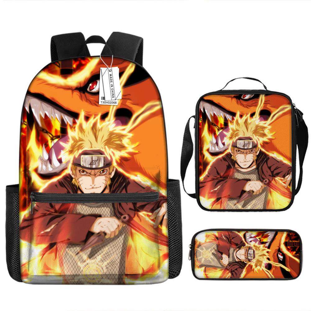 Naruto Naruto Rucksack Kakashi Naruto Uchi Grund- und Mittelschule Schultasche Kinderrucksack Dreiteiliges Set