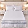Lace Bed Skirt with Pillowcase Solid Color Bed Cover Skin-friendly Mattress Protector Cover Brushed Bed Linen for Home