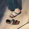 Thick-soled Open-toed One-word Cool Slippers Women's Wear Square Head Temperament Slippers Vacation Beach Shoes