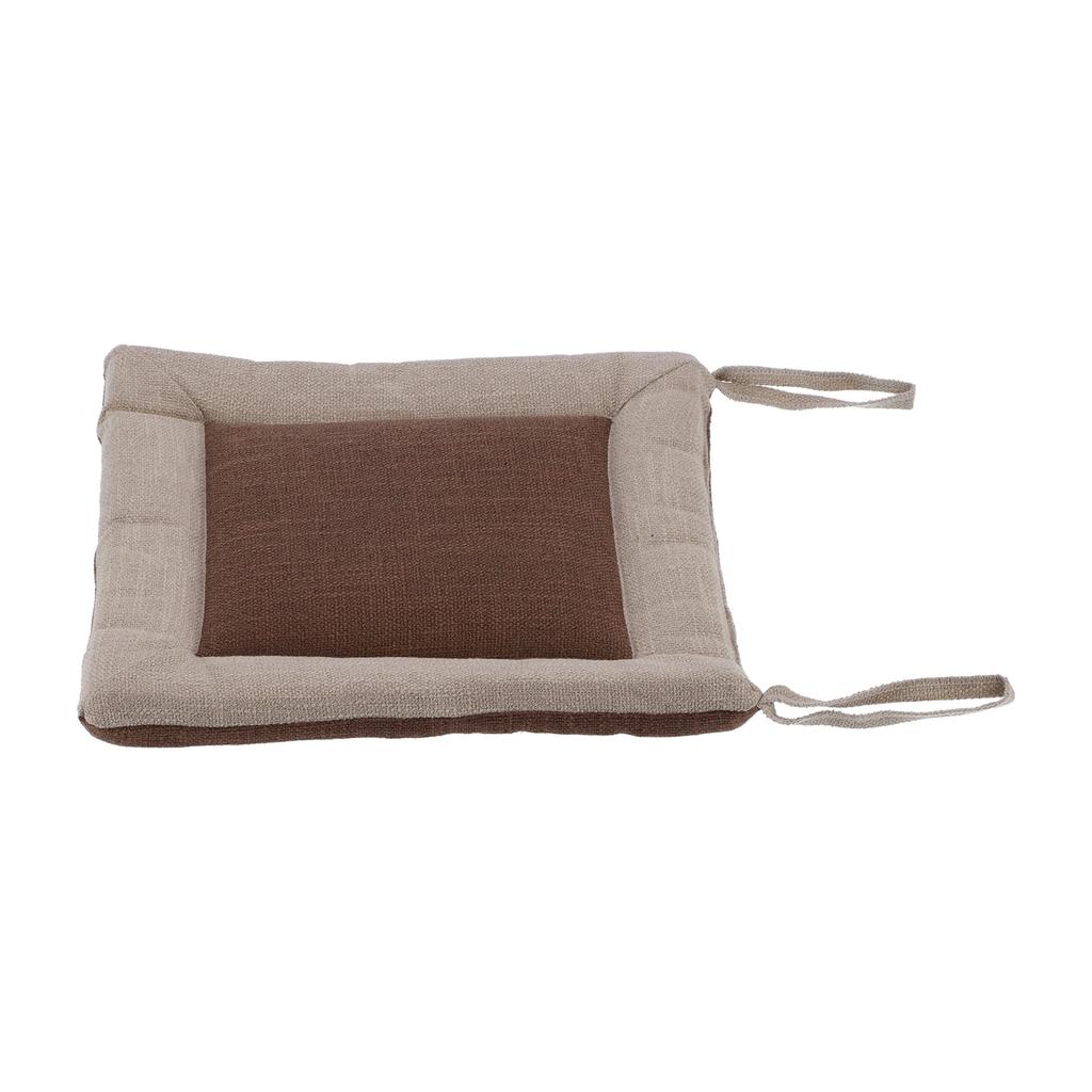 Linen Seat Cushion Coffee Color AntiDeformation MultiLayer Cotton Linen Chair Cushion with Fixable Straps