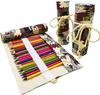 Lopenle Roll Pencil Holds 72 Colored Fabric Pencil Storage Canvas with Cute Cat and Floral Large Perfect for Paintbrushes and Travel Organizer Not