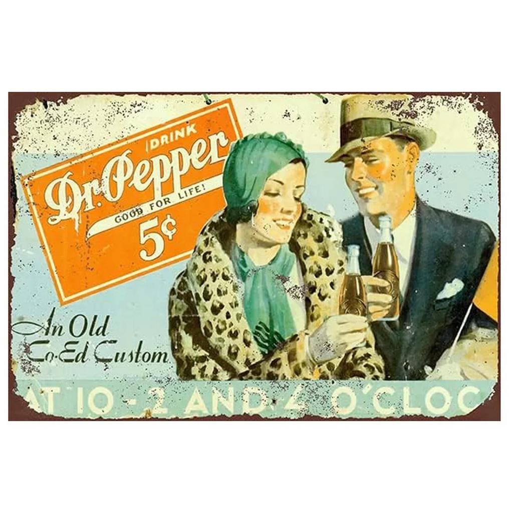 Dr. Pepper Cola Metal Signs Wall Art Posters Plaque Vintage Iron Painting Decoration for Man Cave Home Cafe Garage Club Bars