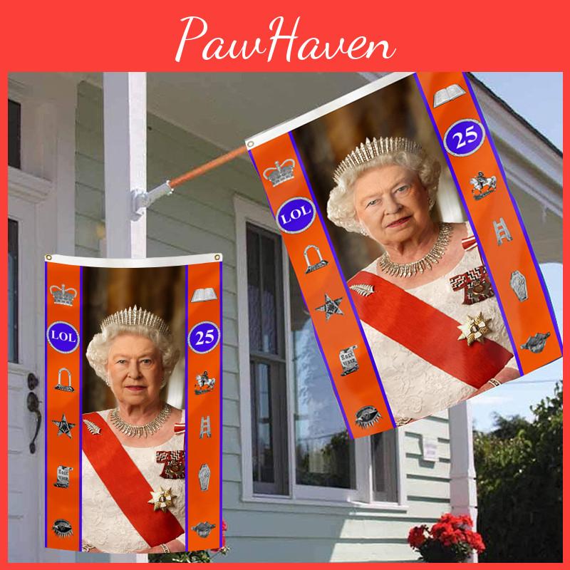Premium Queen Elizabeth II Platinjubiläum Flaggenbanner Elegante Trauerdekoration für Zuhause und Garten