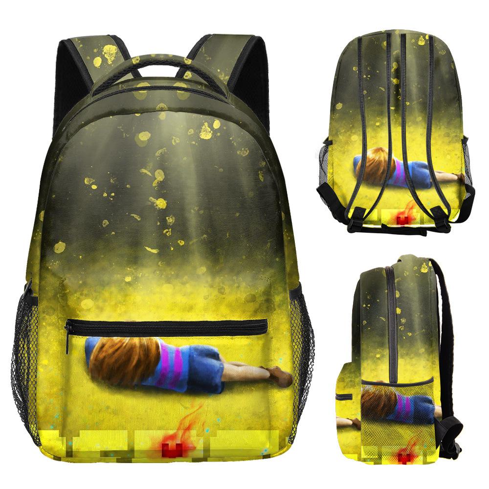 Trendige Hip Hop Kpop Jugendliche Schultaschen Unisex Undertale Reisetaschen 3D-Druck Oxford Wasserdichte Notizbuch-Umhängetaschen